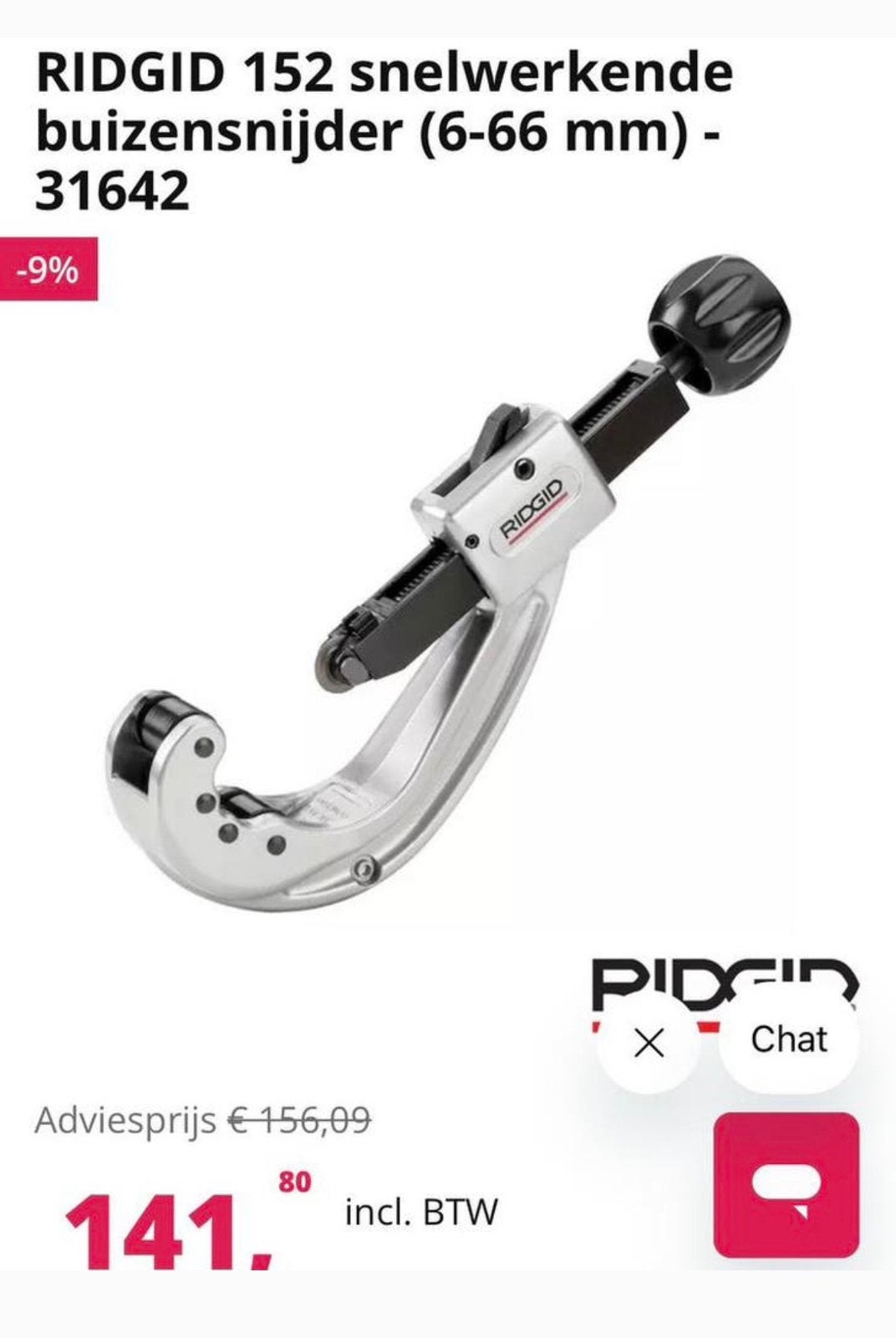 Ridgid 152 buizensnijder pijpensnijder 70mm, Ophalen of Verzenden, Gebruikt, Snijgereedschap