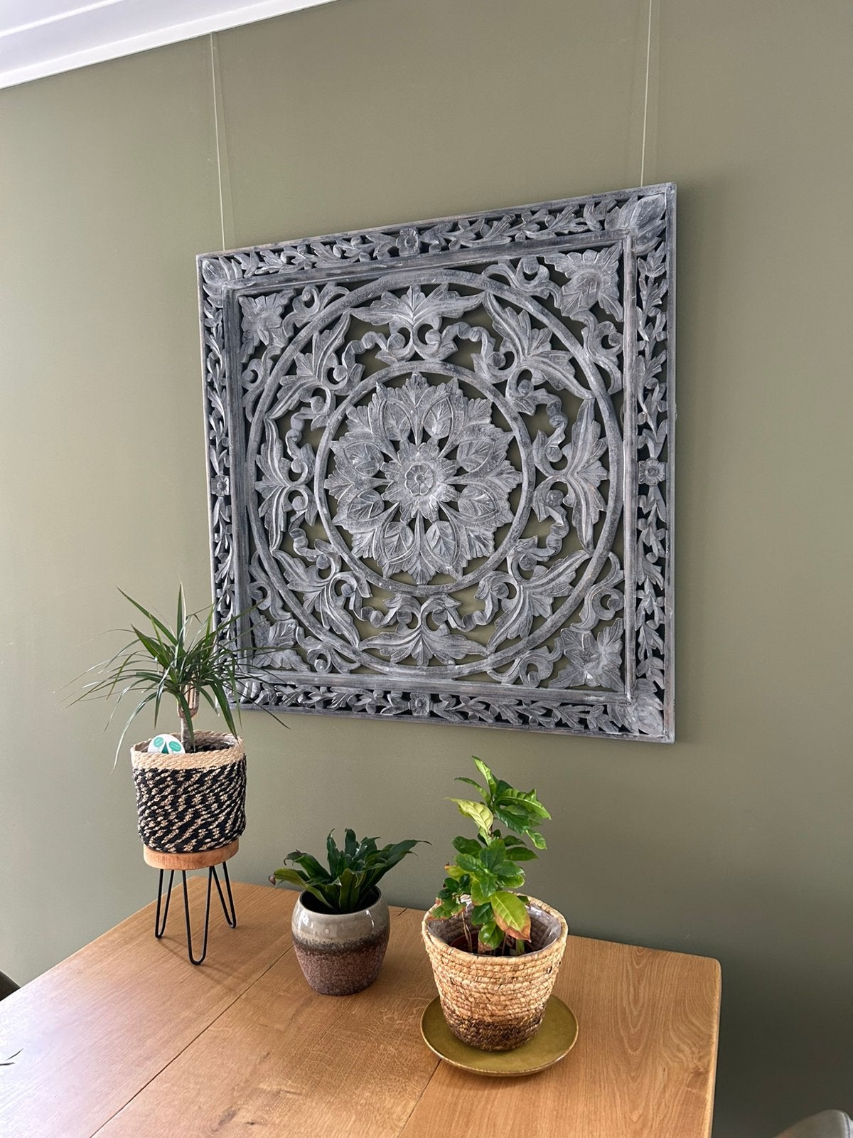 Prachtig houten wandpaneel, 90x90 cm, PTMD Collection, Ophalen, 90 cm, Hout, Zo goed als nieuw