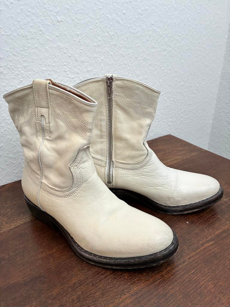 Spaanse Leren laarzen mt. 37, Kleding | Dames, Ophalen of Verzenden, Zo goed als nieuw, Wit, Hoge laarzen