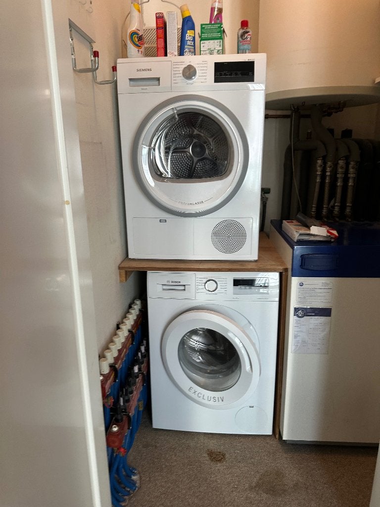 Wasmachine Bosch + droger Siemens, Ophalen, 1200 tot 1600 toeren, Gebruikt, Voorlader