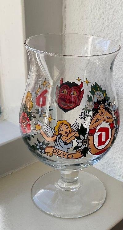 Duvel bierglas 2020 Morrison M Schiffmacher Tattoo, Ophalen of Verzenden, Zo goed als nieuw, Glas of Glazen, Duvel