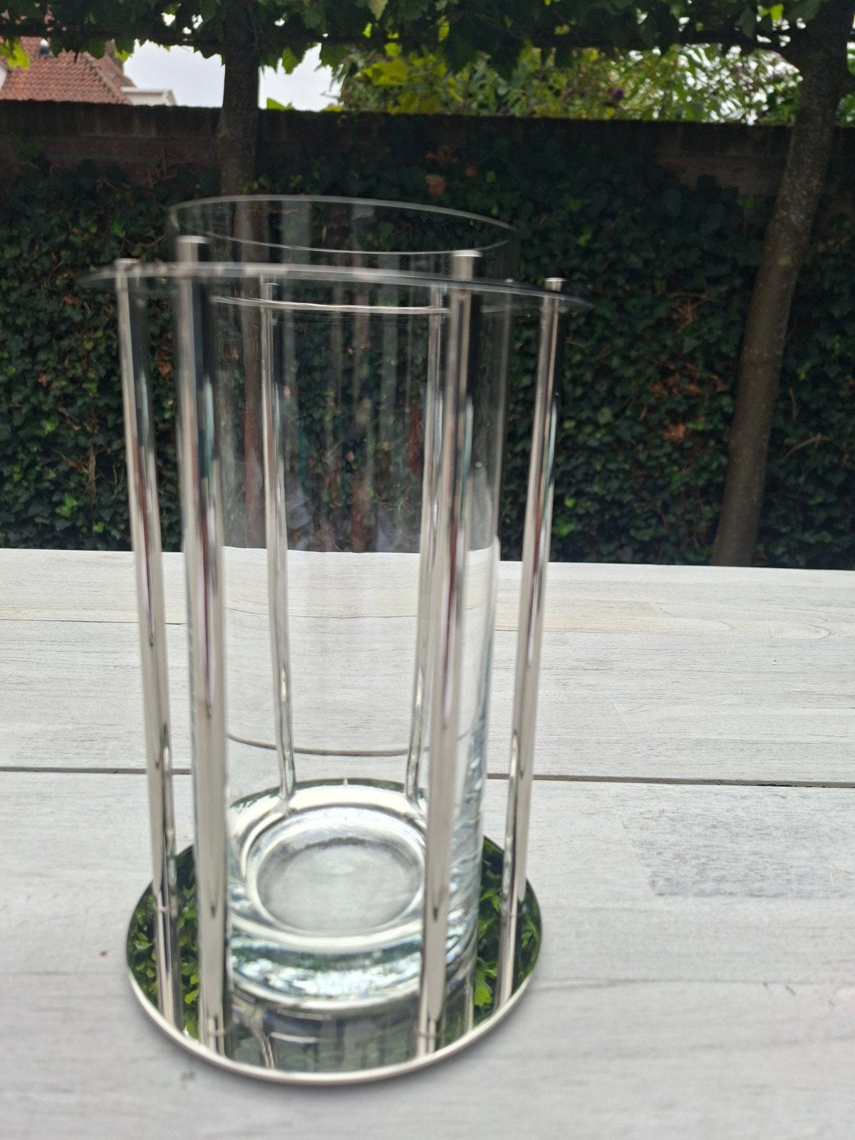 Keltum by Jan des Bouvrie kandelaar/vaas met glas, Gebruikt, Overige merken, Ophalen of Verzenden, Metaal