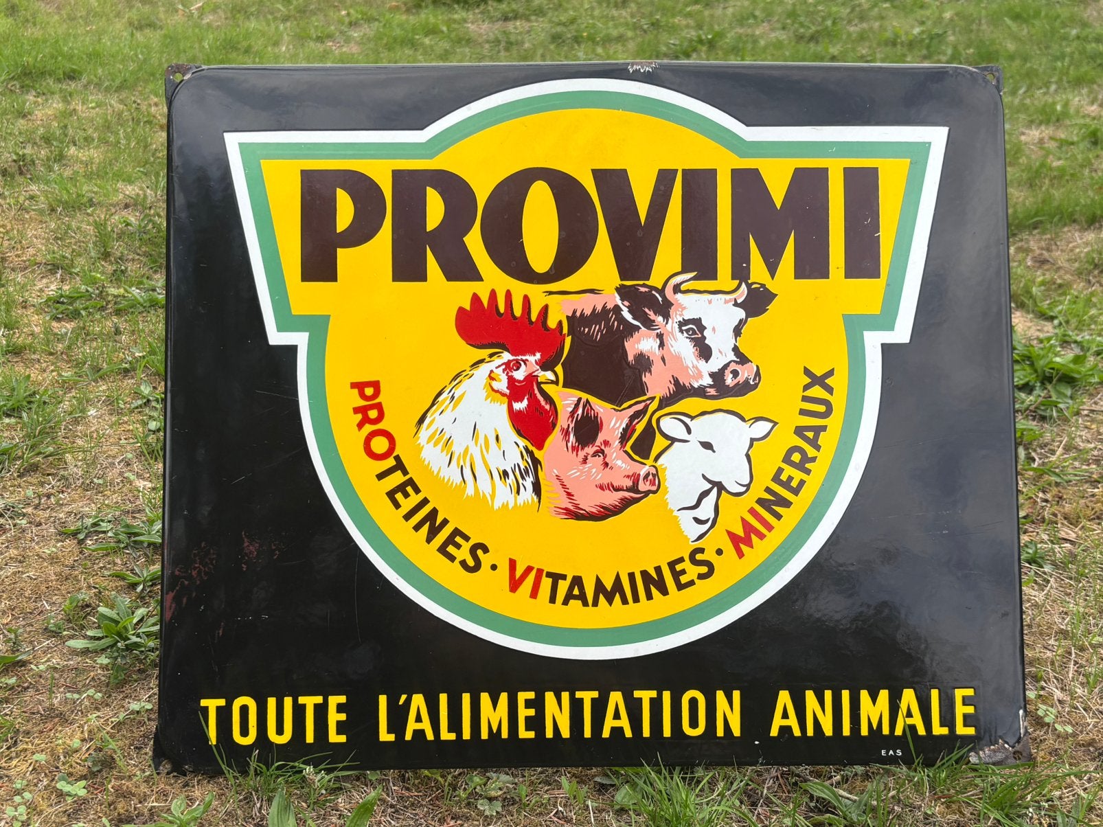 Emaille reclamebord diervoer provimi, Ophalen of Verzenden, Gebruikt, Reclamebord