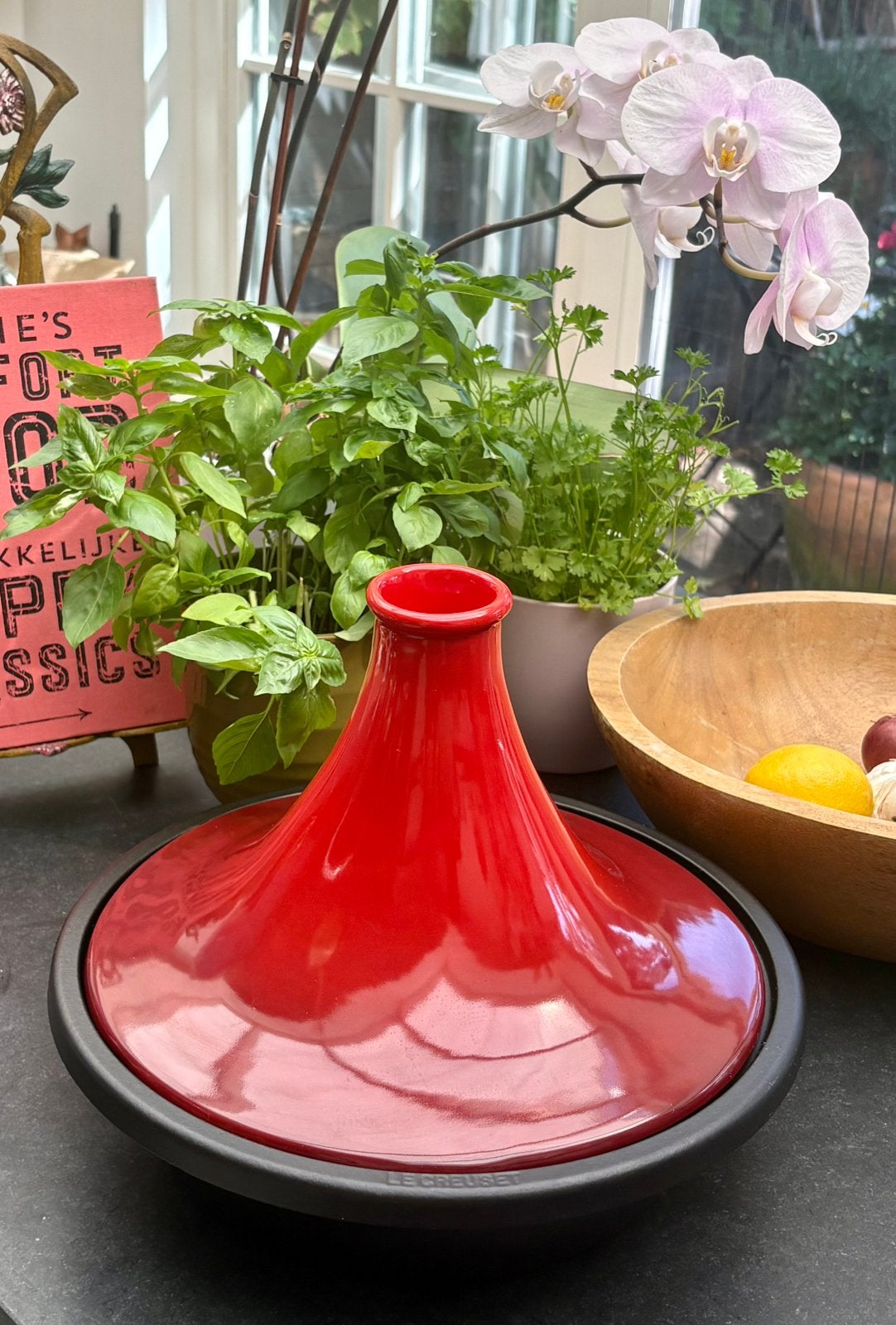 Le creuset tajine-31cm, Ophalen, Zo goed als nieuw, Gietijzer