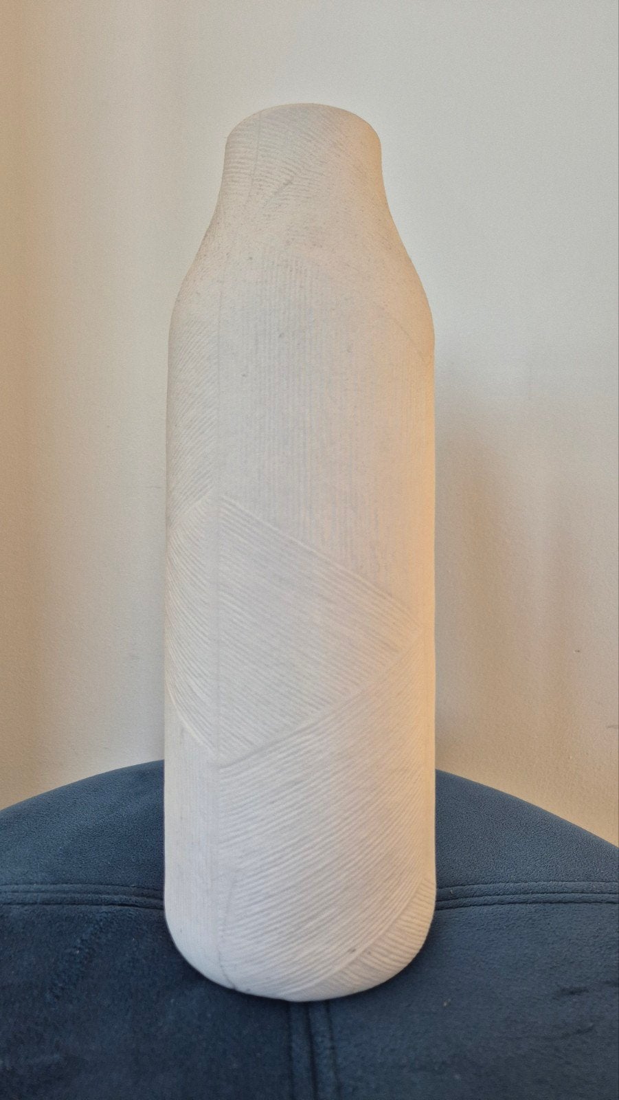 Zara Home keramische vaas beige, Wit, Ophalen of Verzenden, Zo goed als nieuw, Met patroon/structuur