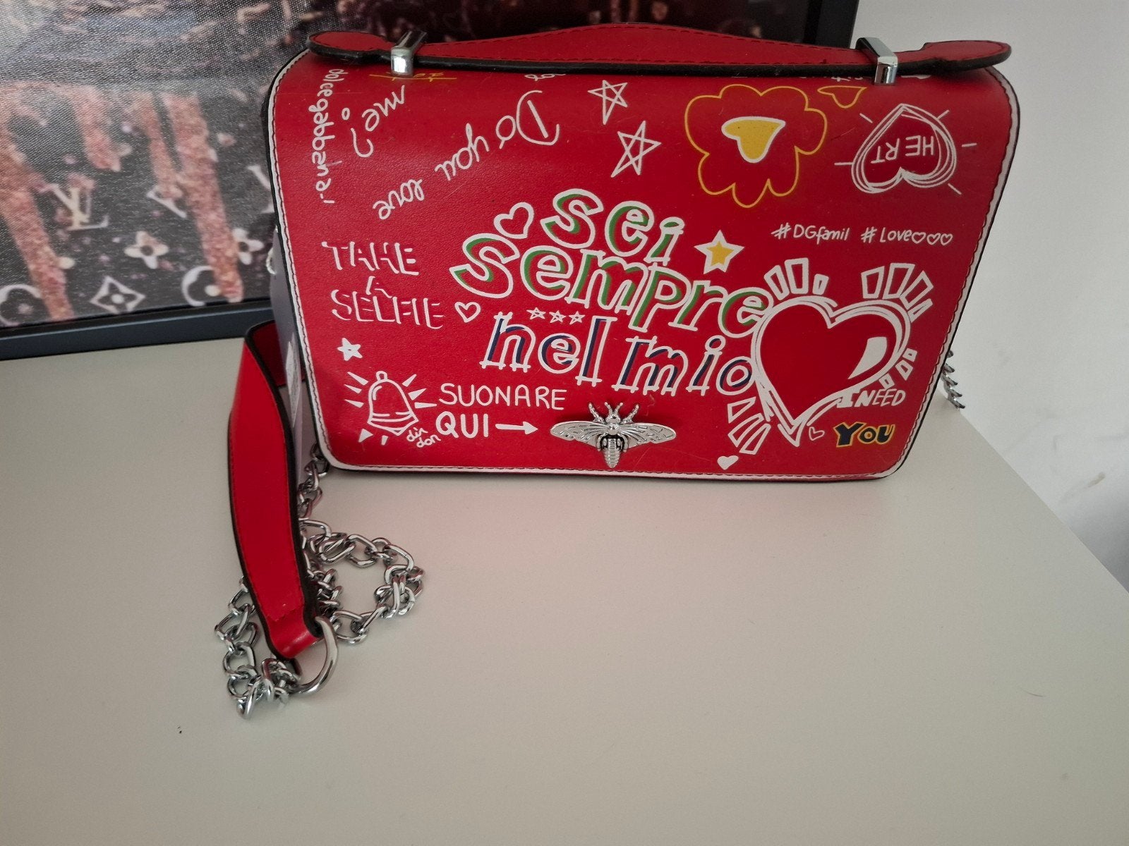 Nieuw rood schoudertasje met leuke print, Ophalen of Verzenden, Nieuw, Rood, Overige merken