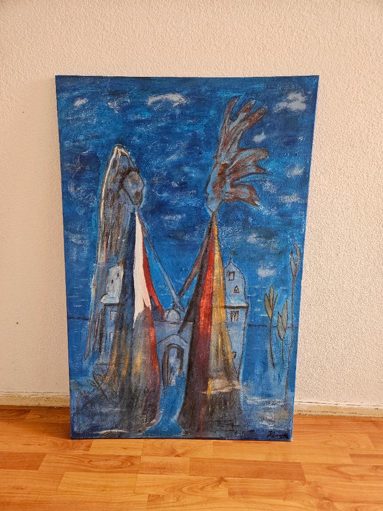 Ècht moeilijk lelijk schilderij, Antiek en Kunst, Ophalen
