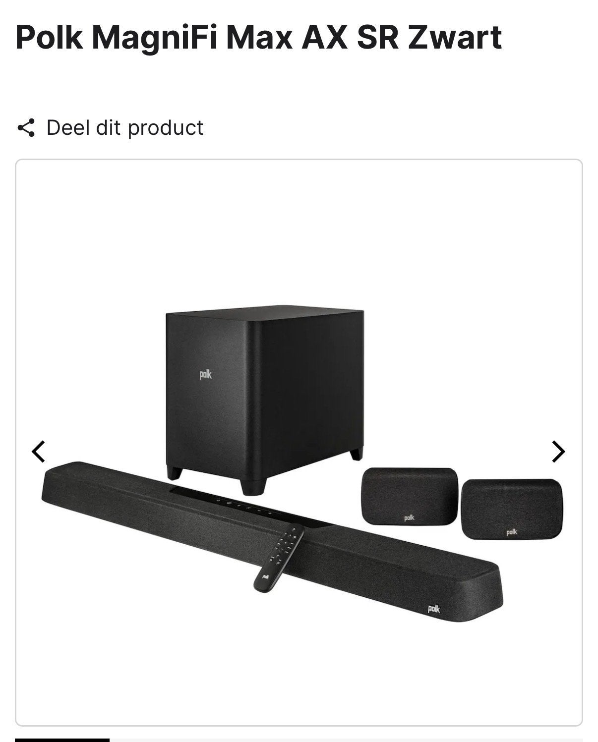Polk MagniFi Max AX SR Zwart Soundbar Systeem, Ophalen, Bluetooth, Zo goed als nieuw