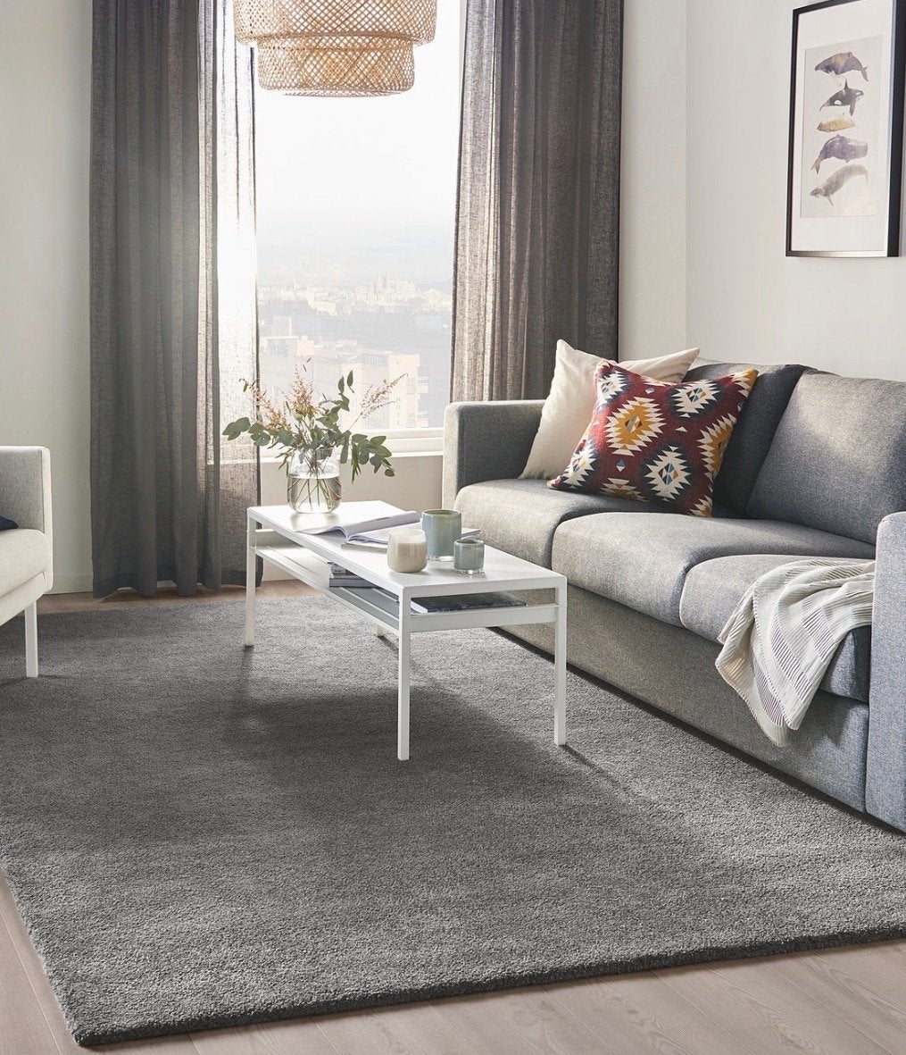 IKEA Stoense Vloerkleed Laagpolig Middengrijs 200x300 cm, Huis en Inrichting, Stoffering | Tapijten en Kleden, Ophalen, Zo goed als nieuw