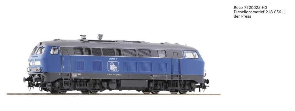 Roco 7320025 H0 Diesellocomotief 218 056-1 der Press, Wisselstroom, Locomotief, Nieuw, Ophalen of Verzenden