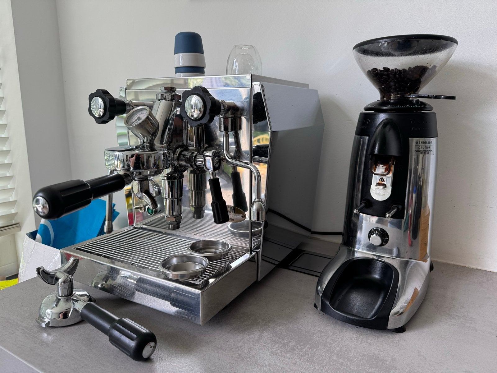ECM Giotto Premium Espresso met Compak K3 Touch Polished, Witgoed en Apparatuur, Koffiezetapparaten, Gebruikt, Koffiebonen, Espresso apparaat