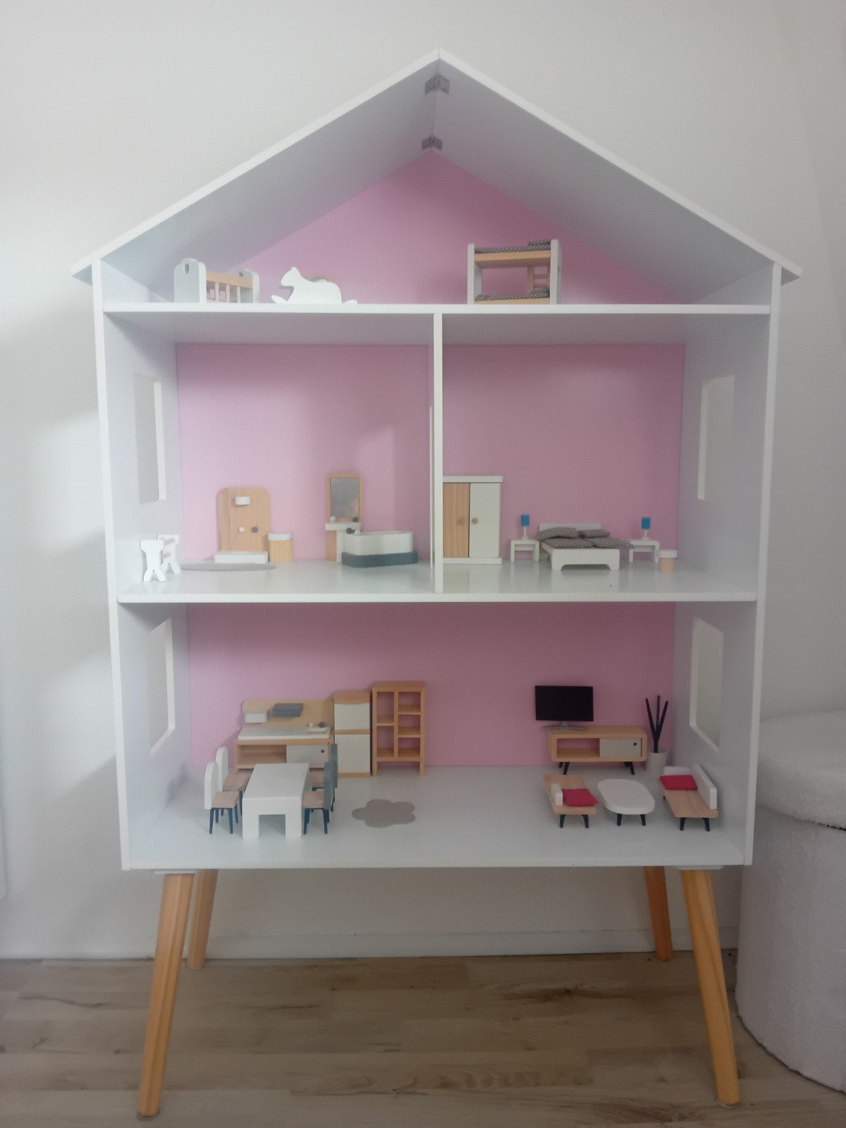 poppenhuis Bandits en Angels Modern Villa, Ophalen, Zo goed als nieuw, Poppenhuis