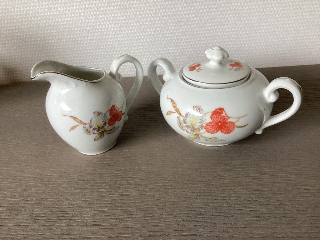 Vintage melkkannetje en suikerpotje, zgan, Huis en Inrichting, Keuken | Servies, Overige typen, Ophalen of Verzenden, Zo goed als nieuw