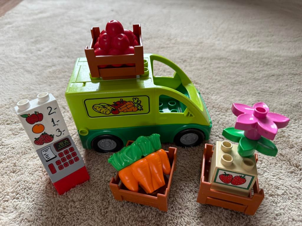 Leuk groente wagen met attributen << LEGO Duplo >>, Ophalen of Verzenden, Zo goed als nieuw, Duplo
