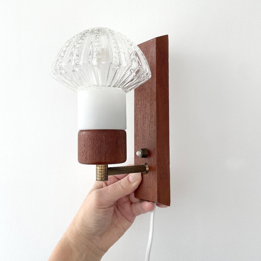 Scandinavisch Mid Century design LAMP teak messing mushroom, Ophalen of Verzenden