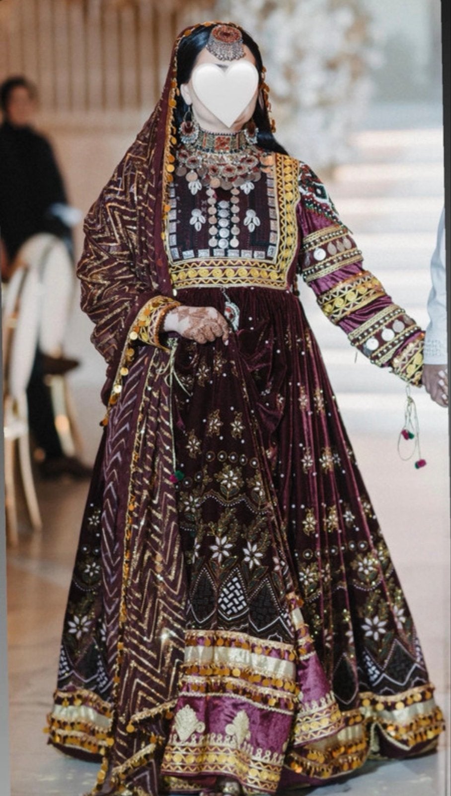 Prachtige Afghaanse jurk + waistcoat - Maat M/L, Maat 38/40 (M), Galajurk, Ophalen of Verzenden, Zo goed als nieuw