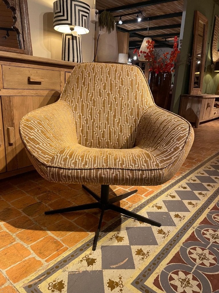 Fauteuil goudgeel print, Huis en Inrichting, Ophalen, Nieuw, 75 tot 100 cm, 75 tot 100 cm