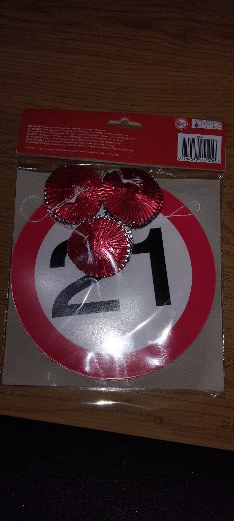 Hangende decoratie 21 jaar, Ophalen of Verzenden, Zo goed als nieuw, Versiering, Verjaardag