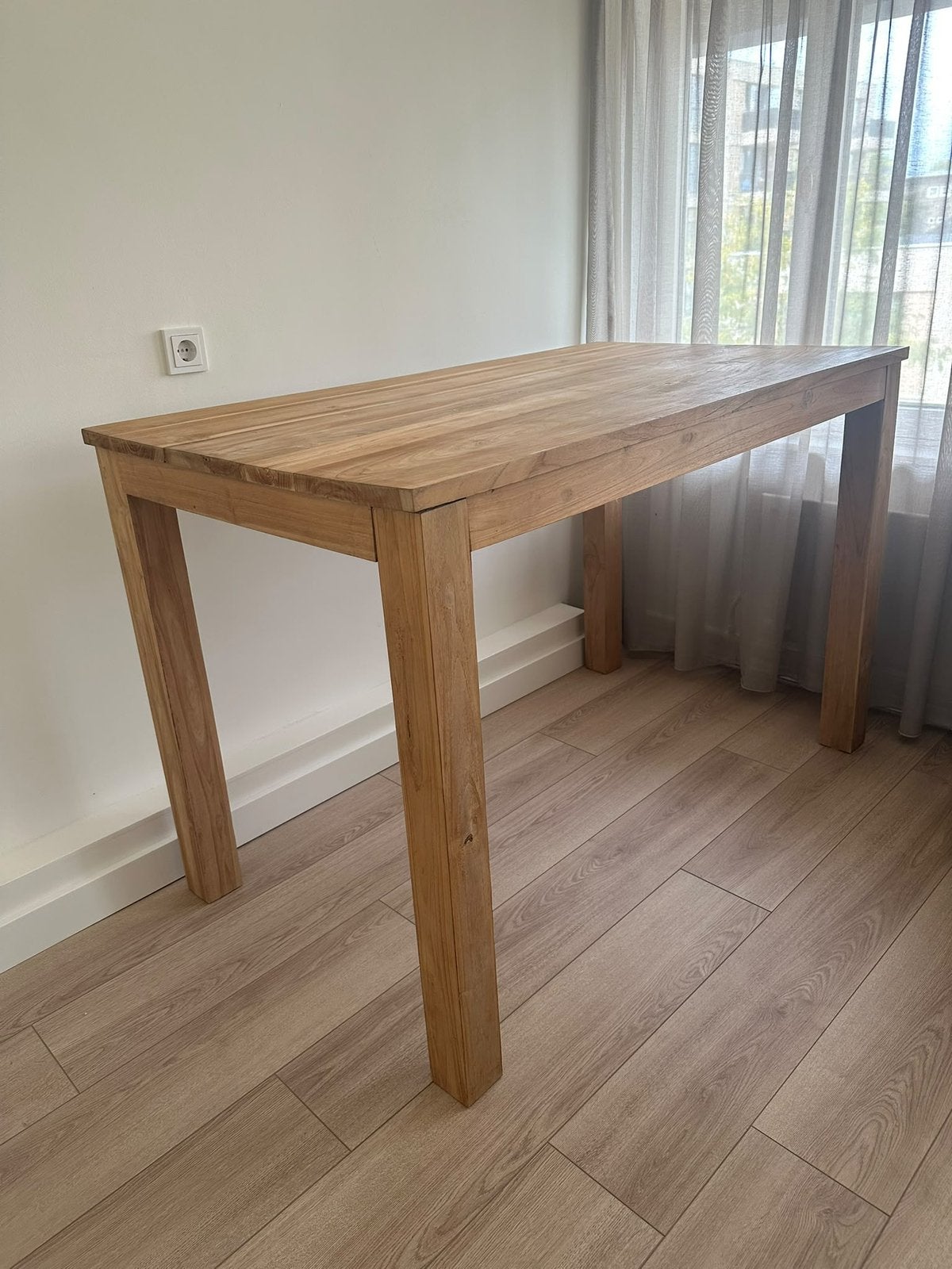 Hoge houten tafel / bartafel 140 x 80 x 92 cm hoog, Huis en Inrichting, Ophalen, 100 tot 150 cm, 50 tot 100 cm, Zo goed als nieuw