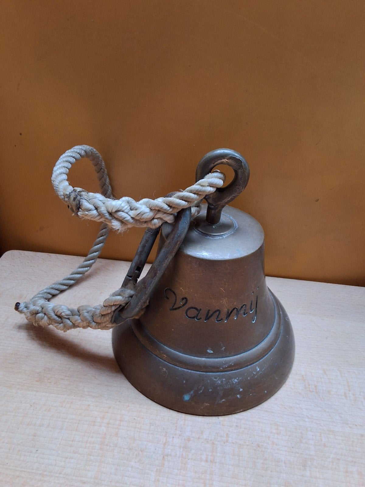 Antieke scheepsbel met touw bel nautisch, Antiek en Kunst, Ophalen of Verzenden, Brons