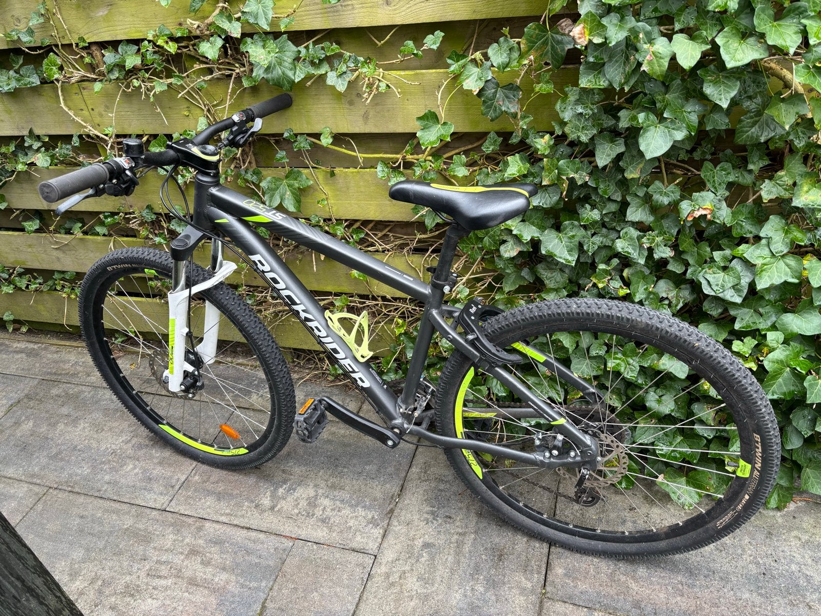 Fiets: Rockrider MTB ST 520 sport decathlon zwart groen, Gebruikt, Hardtail, Heren, Schijfrem