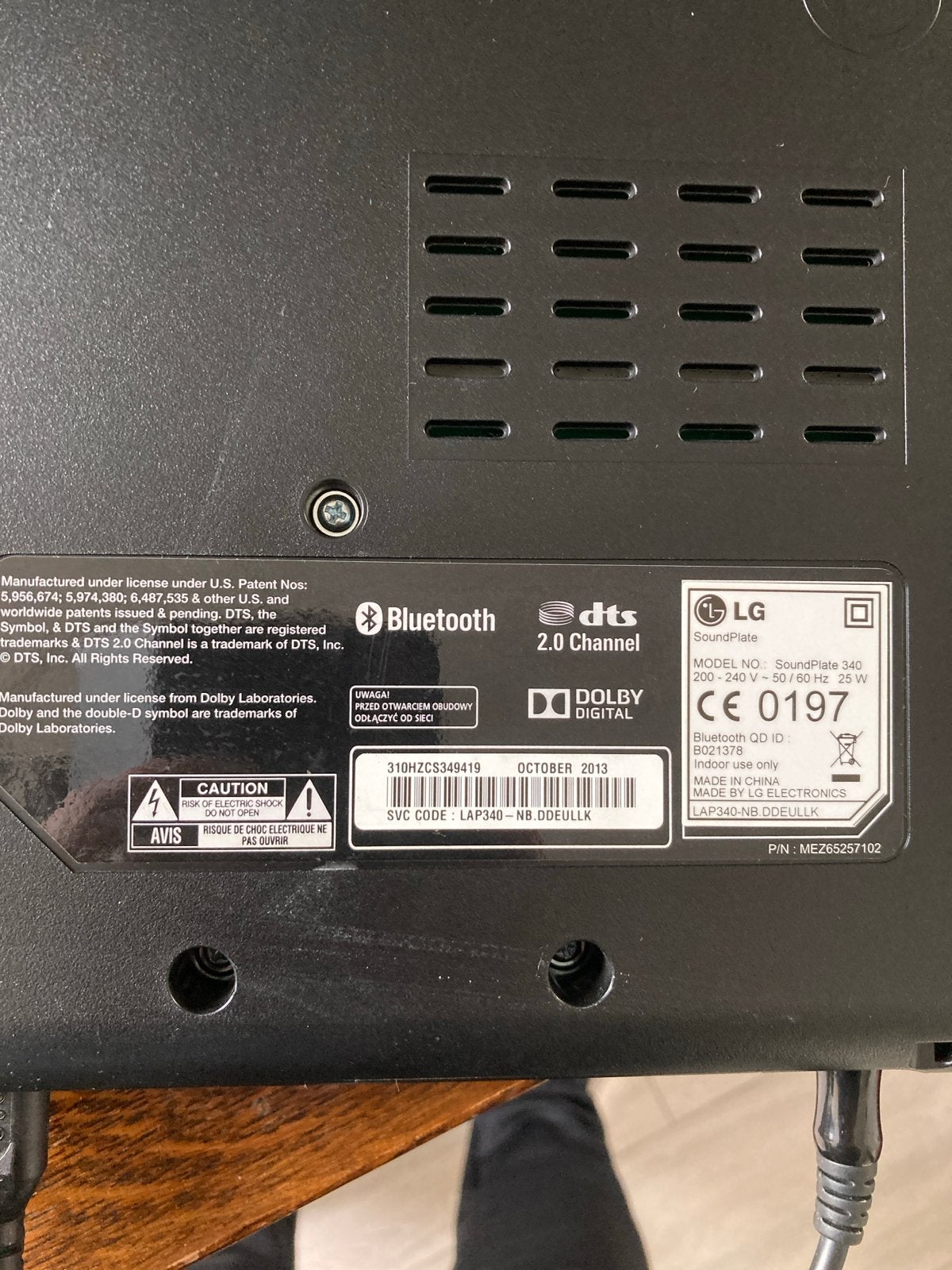 LG SoundPlate LAP340 - 2.0 Kanaals Bluetooth Soundbar, Gebruikt, Losse componenten, Speakers, Ophalen
