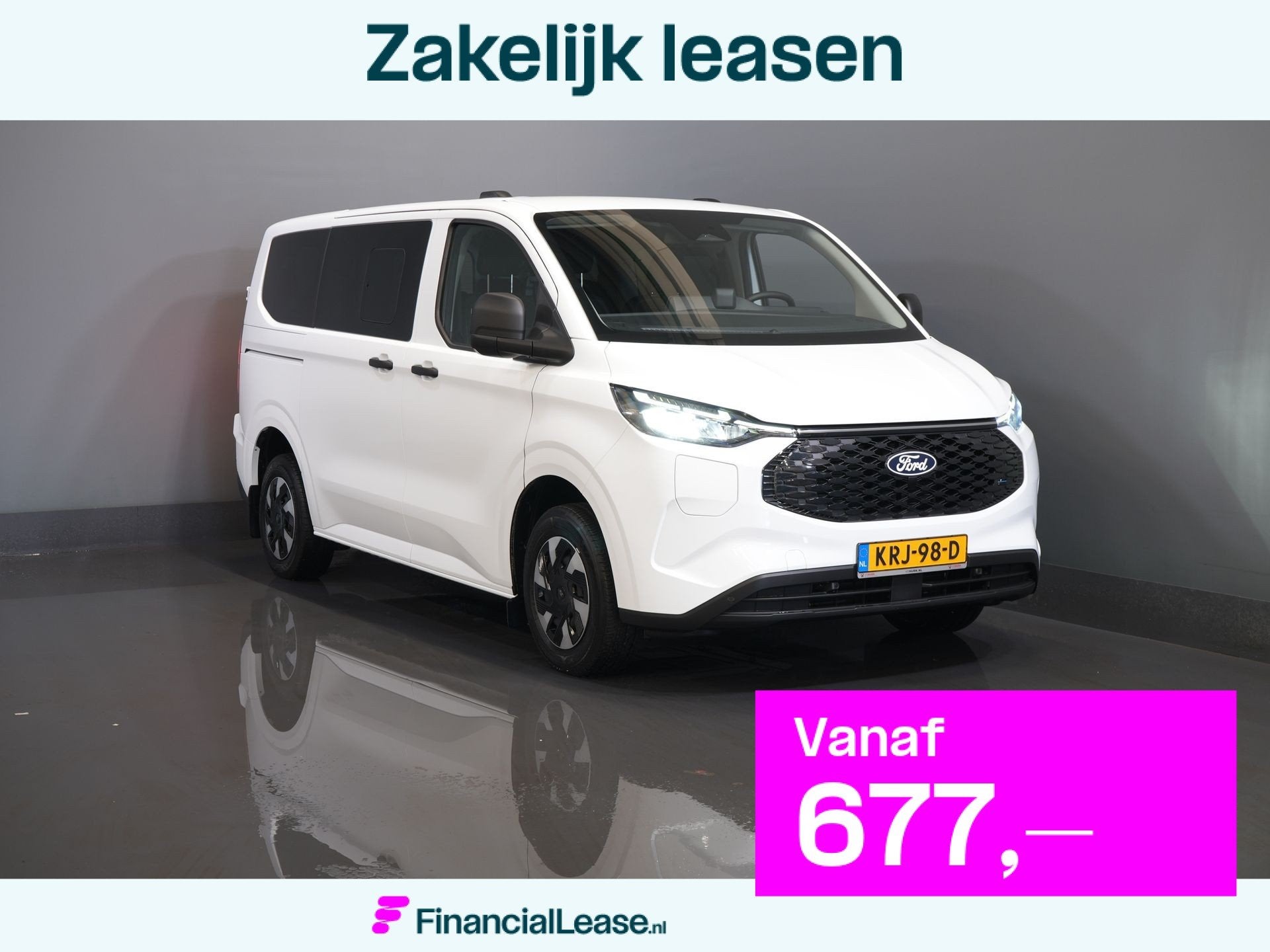 Ford E-Transit Custom Kombi Trend 71kWh 360 km WLTP (Excl. B, Automaat, Gebruikt, 2000 kg, Wit