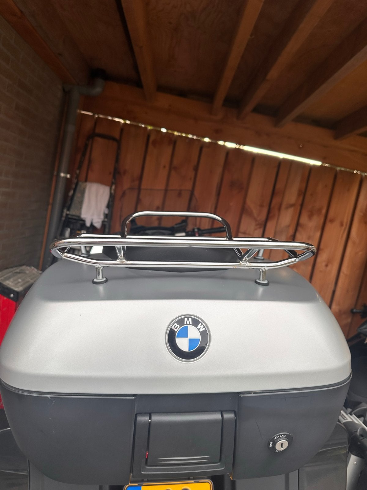 BMW Topkoffer met bagagerek - Zilver/Zwart, Ophalen, Zo goed als nieuw