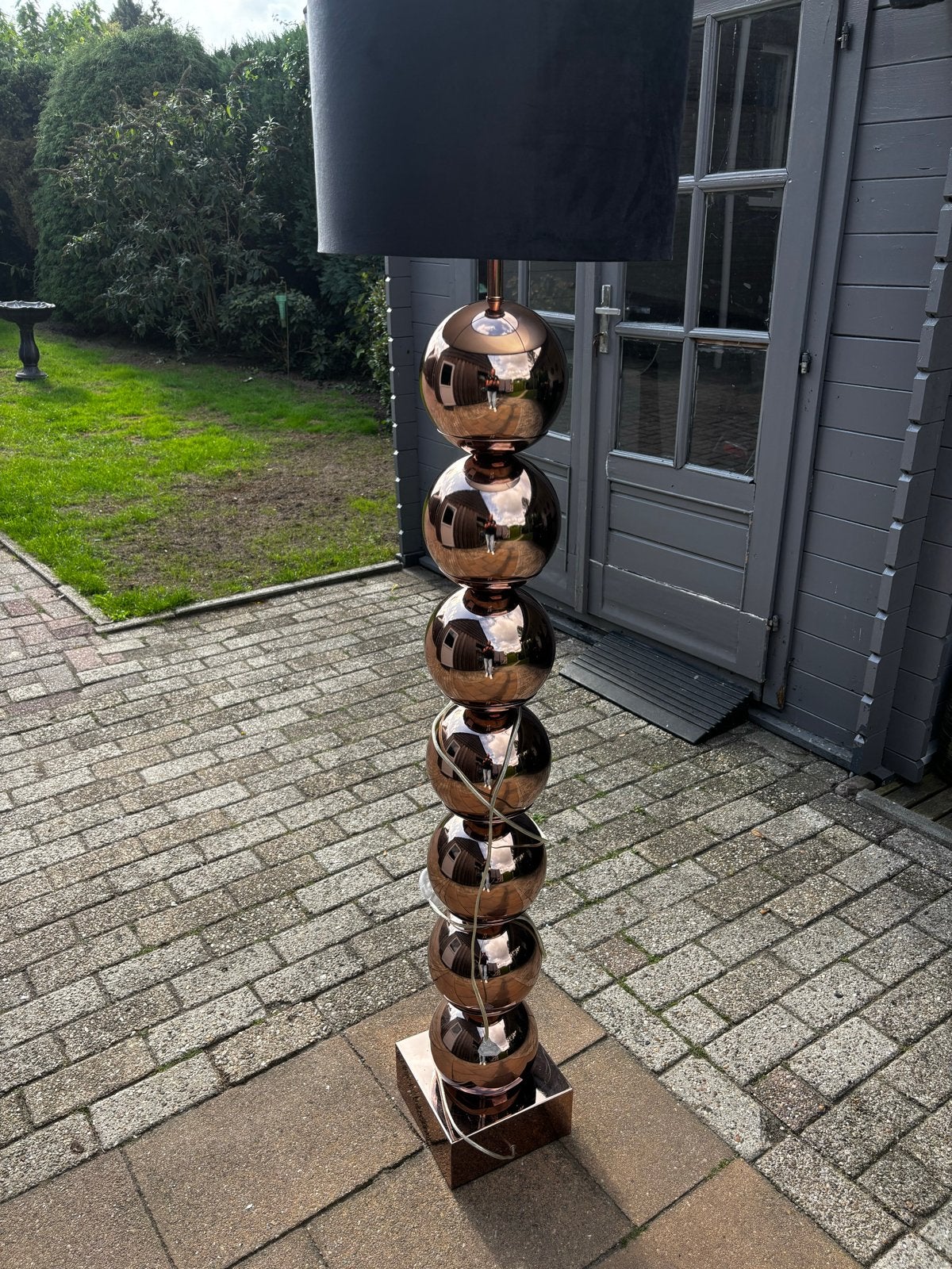 Stijlvolle  Eric Kuster style vloerlamp met zwarte kap, Ophalen, E27 (groot), Zo goed als nieuw, 150 tot 200 cm