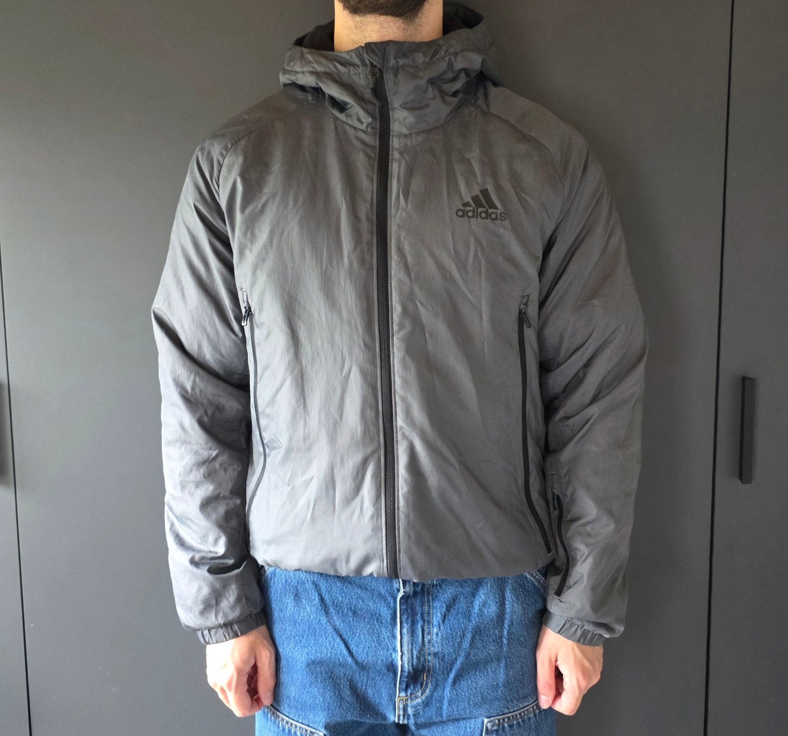 Adidas jas, maat M, zo goed als nieuw, Maat 48/50 (M), Ophalen of Verzenden, Adidas, Grijs