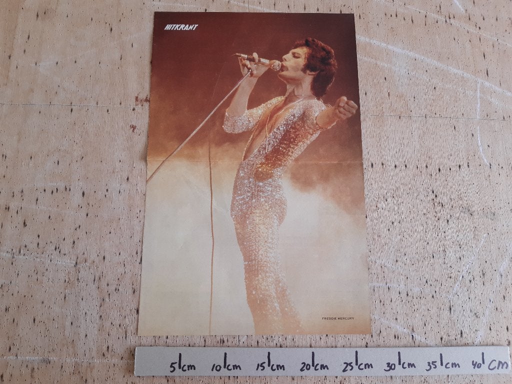 Poster Queen Freddy Mercury Maat A3 27x41 cm Hitkrant, Rechthoekig Staand, Ophalen of Verzenden, Zo goed als nieuw, A1 t/m A3