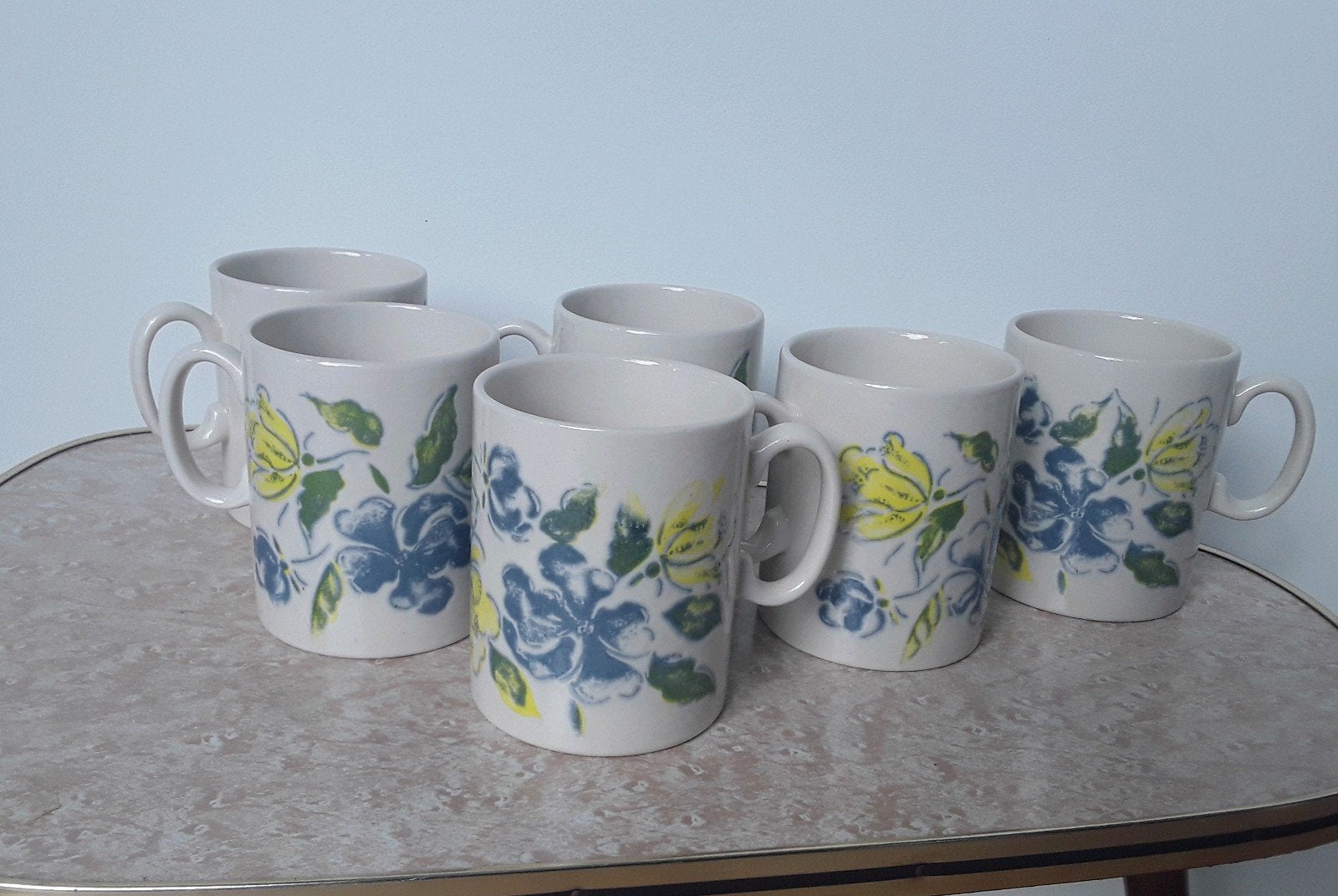 6 vintage mokken/bekers EIT Ltd, England, Ophalen of Verzenden, Zo goed als nieuw, Overige stijlen, Kop(pen) en/of Schotel(s)