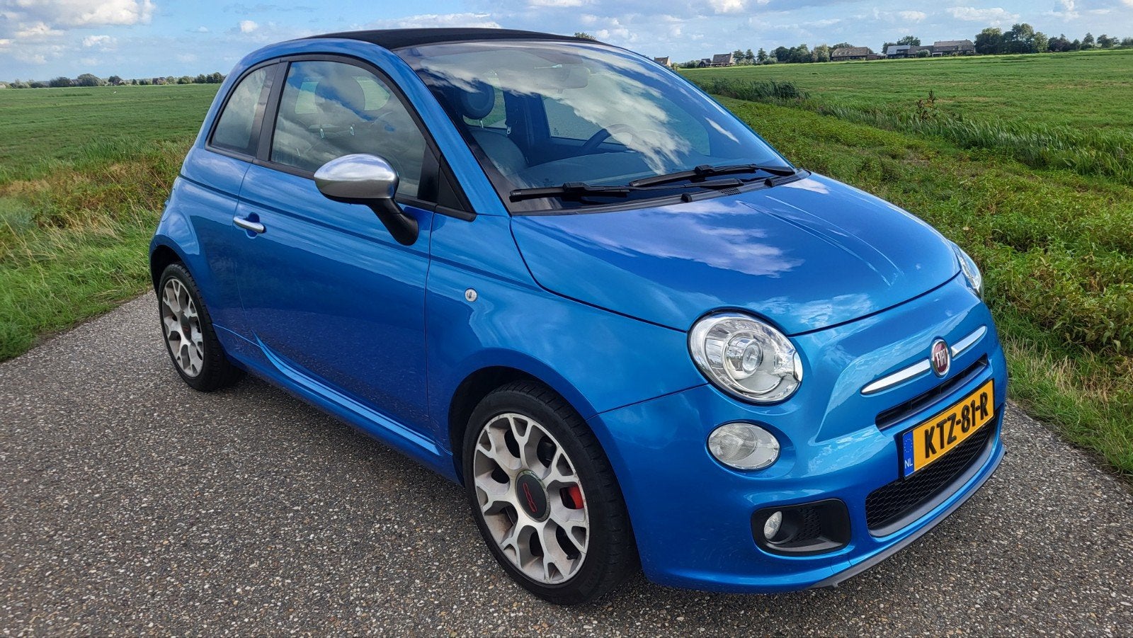 Hele Mooie Fiat 500C 0.9 S Blauw Cabrio 2014 Xenon Leder Pdc, Voorwielaandrijving, Cabriolet, Blauw, Leder en Stof