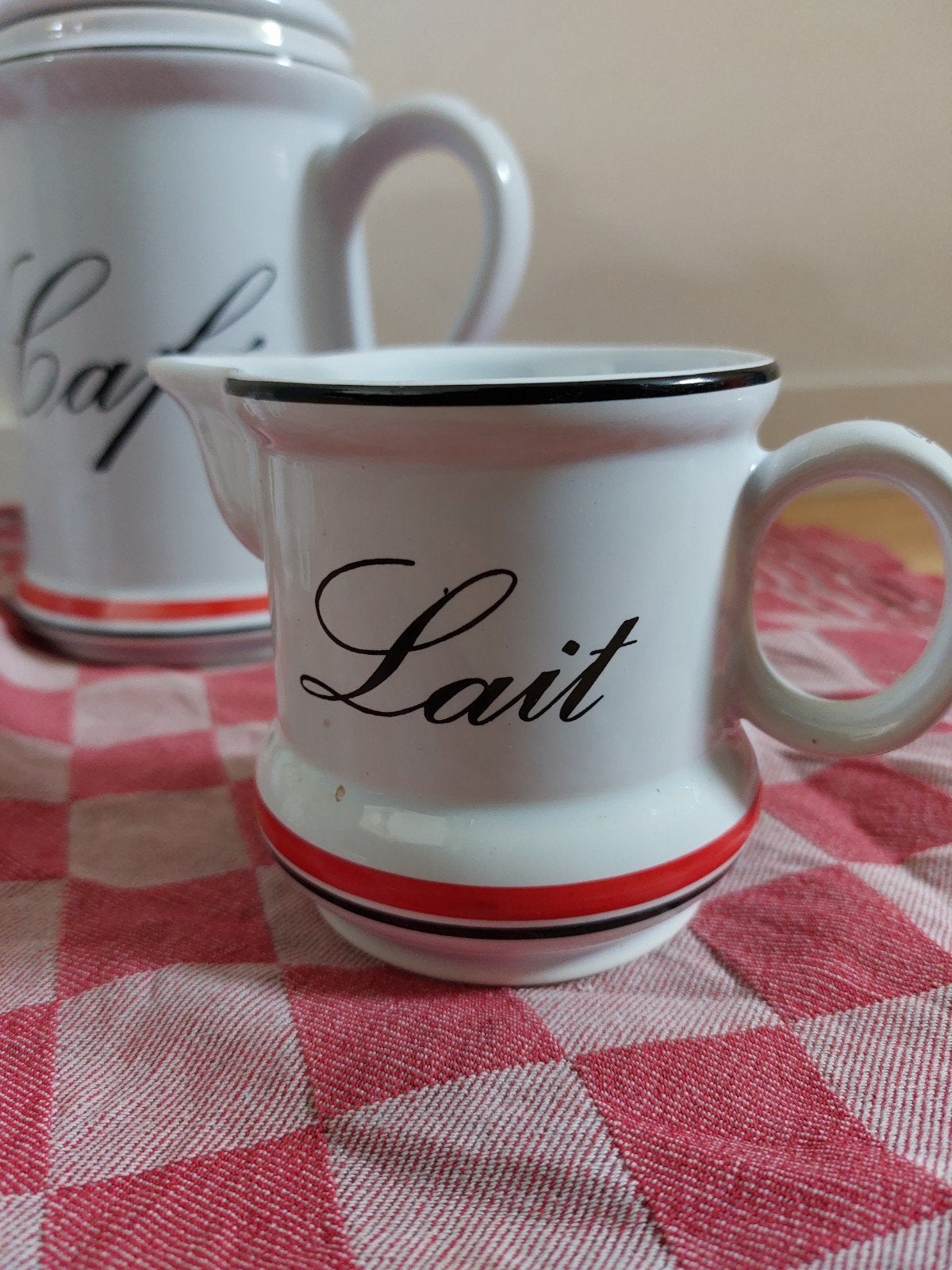 Douwe Egberts vintage Franse Lait en Café potten set, Ophalen of Verzenden