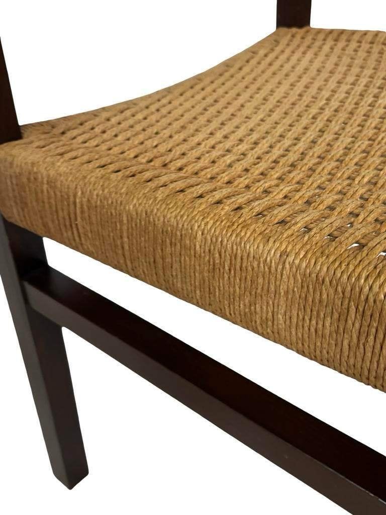Vintage set van vier eetkamerstoelen papercord jaren 60, Gebruikt, Vintage, Vier, Overige materialen