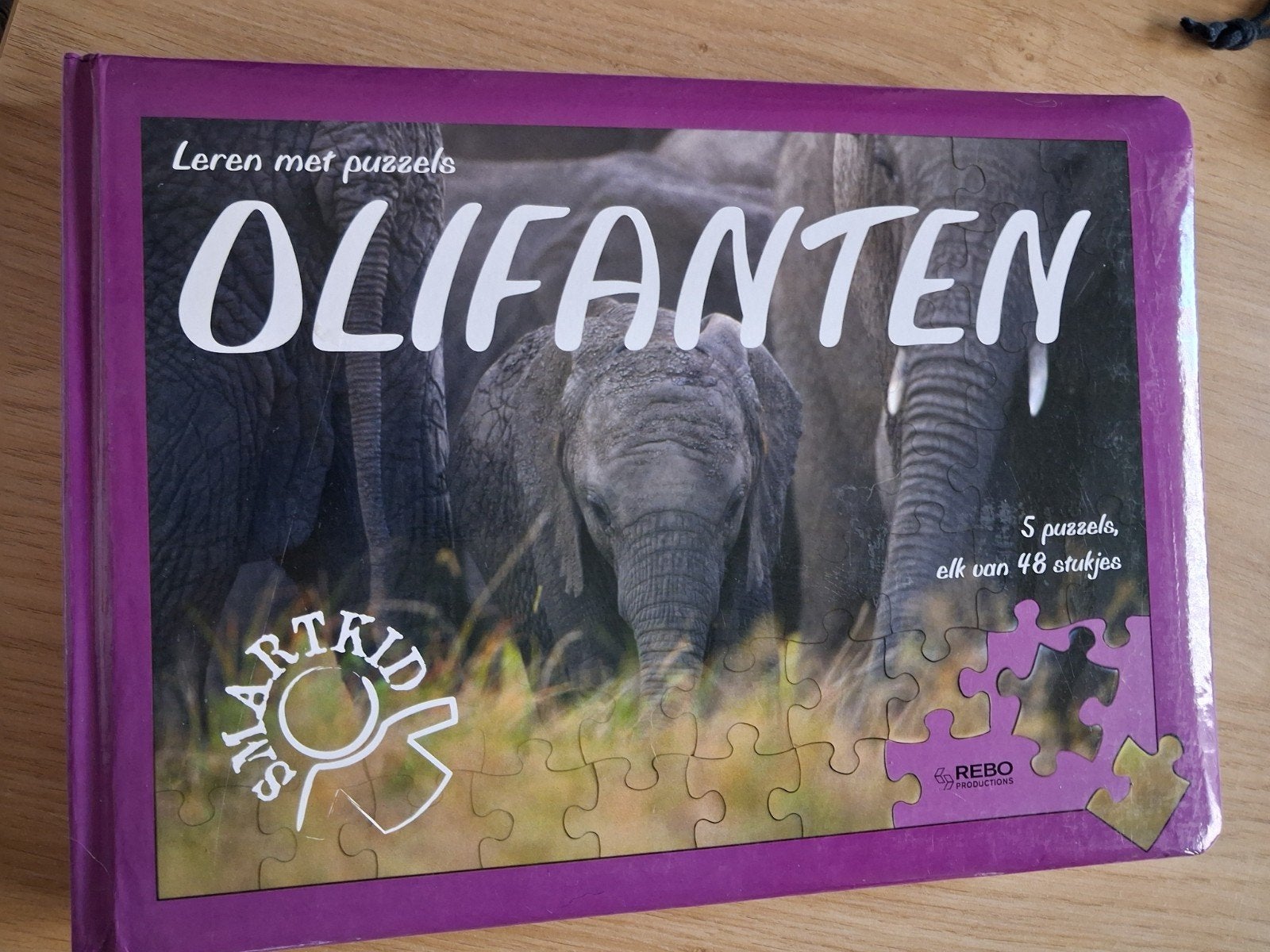 Olifanten Puzzelboek - 5 puzzels van 48 stukjes, Ophalen of Verzenden, 10 tot 50 stukjes, Gebruikt, 4 tot 6 jaar