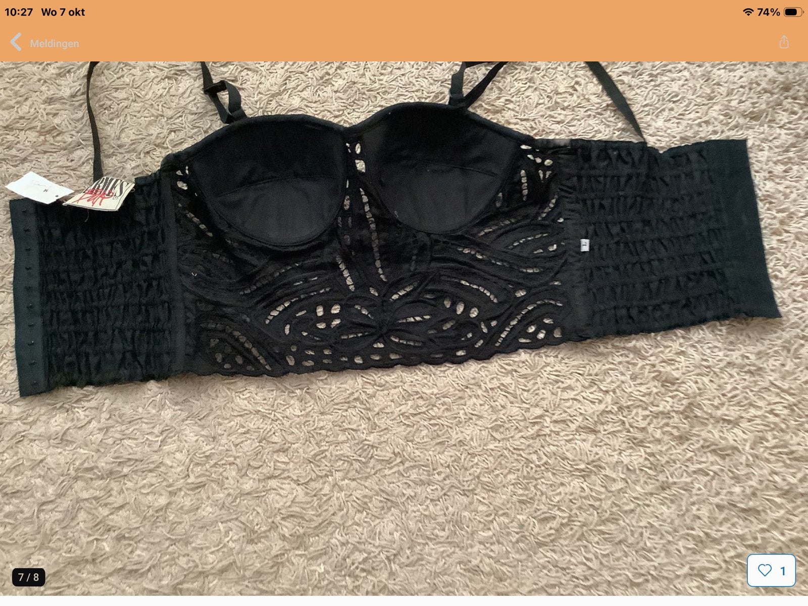 Zwarte kanten bustier top met cut-outs, Maat 38/40 (M), Verzenden, Zwart, Nieuw