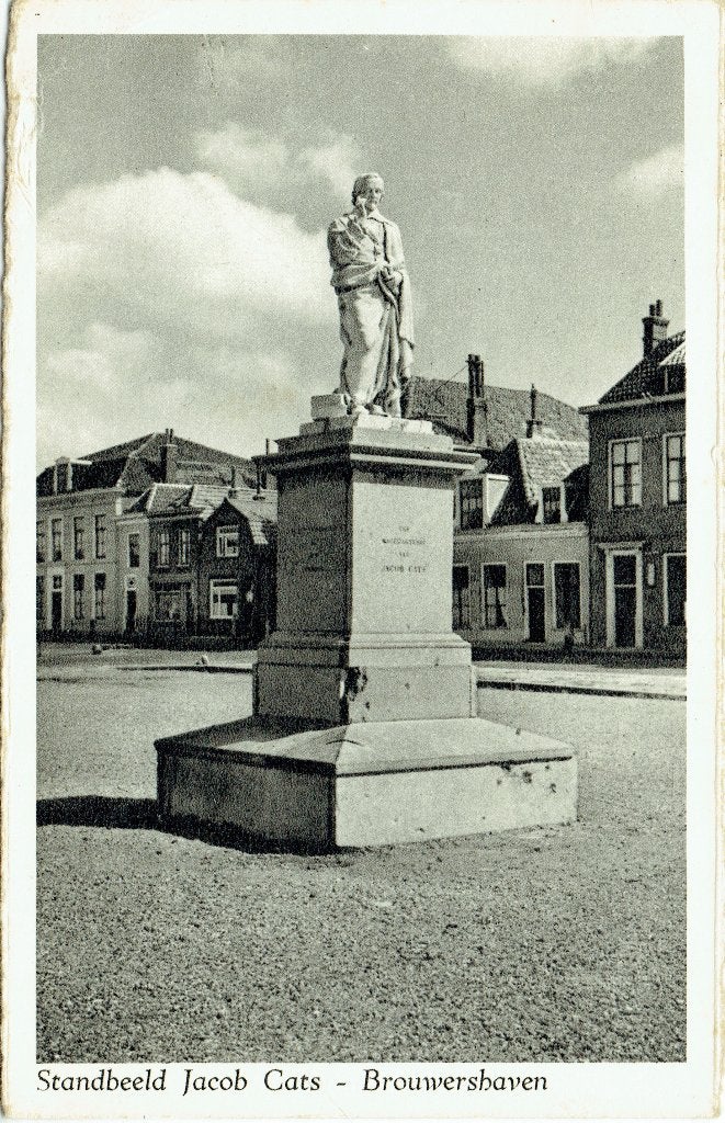 Ansichtkaart Brouwershaven Standbeeld Jacob Cats, Verzenden, 1940 tot 1960, Gelopen, Zeeland