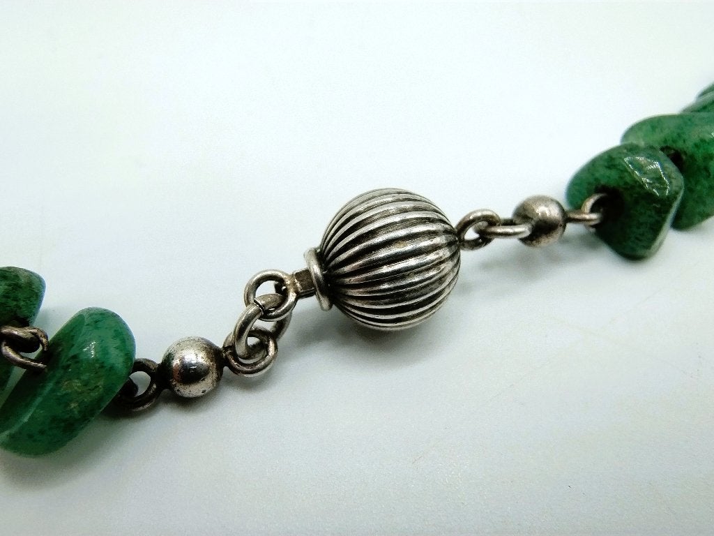Vintage aventurijn ketting met zilveren bolslot, 73,5 cm, Gebruikt, Info@zilverwebsite.nl, Verzenden, Postbus 112