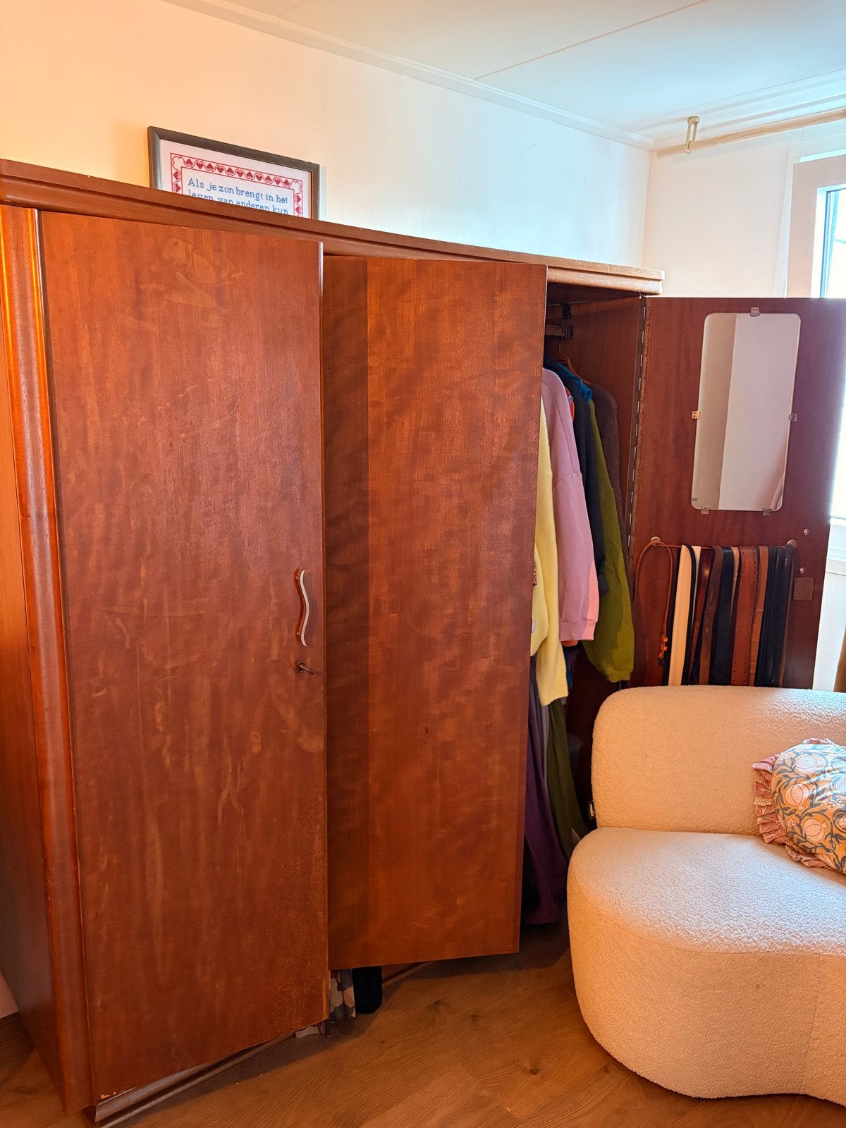 Ruime vintage kledingkast met hang- en legruimte, Huis en Inrichting, Ophalen, Gebruikt, 150 tot 200 cm, Met deur(en)