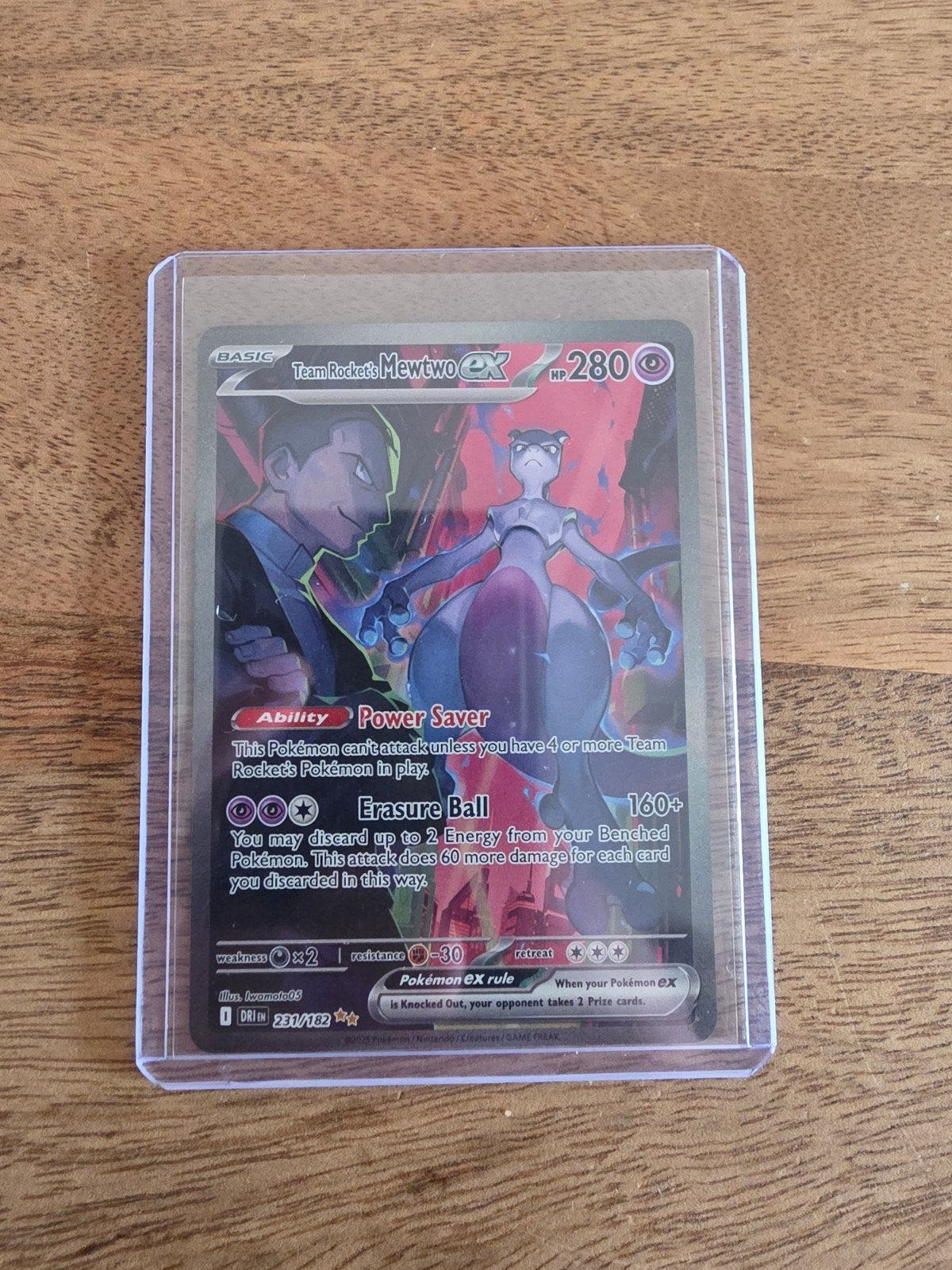 Team Rocket's Mewtwo EX 231/182 Pokemon kaart, Ophalen of Verzenden, Zo goed als nieuw, Losse kaart, Foil