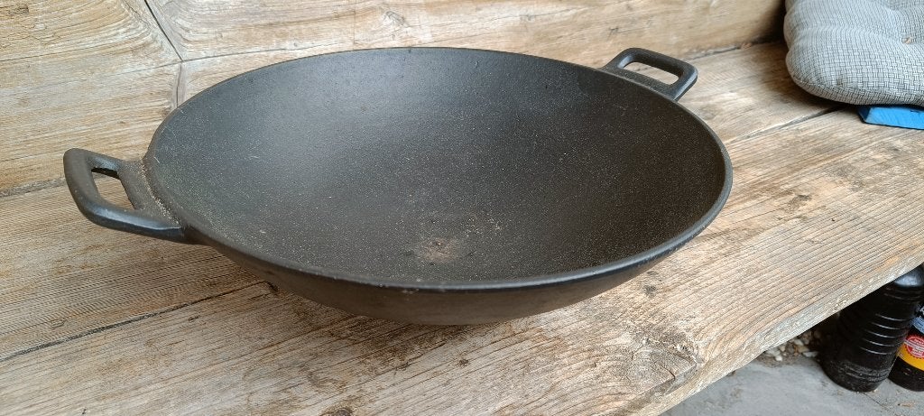 Gietijzer Wokpan, Huis en Inrichting, Ophalen, Zo goed als nieuw, Gietijzer, Wok
