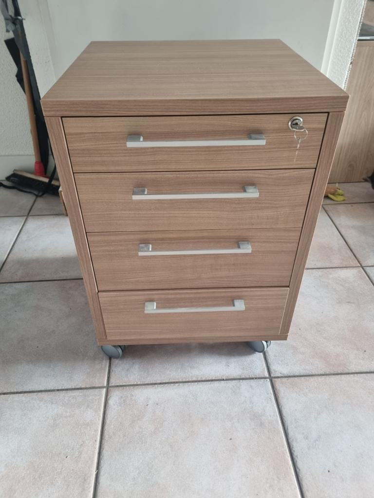 Verrijdbaar ladeblok met 4 laden en slot, Huis en Inrichting, Kasten | Ladekasten, 3 of 4 laden, Ophalen, Minder dan 50 cm, Minder dan 100 cm