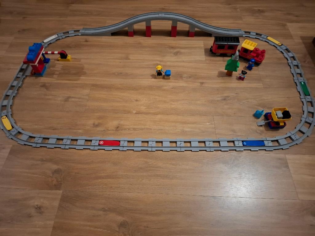 LEGO DUPLO Stoomtrein 10874 met Treinbrug uitbreiding 10872, Gebruikt, Ophalen of Verzenden, Duplo, Complete set