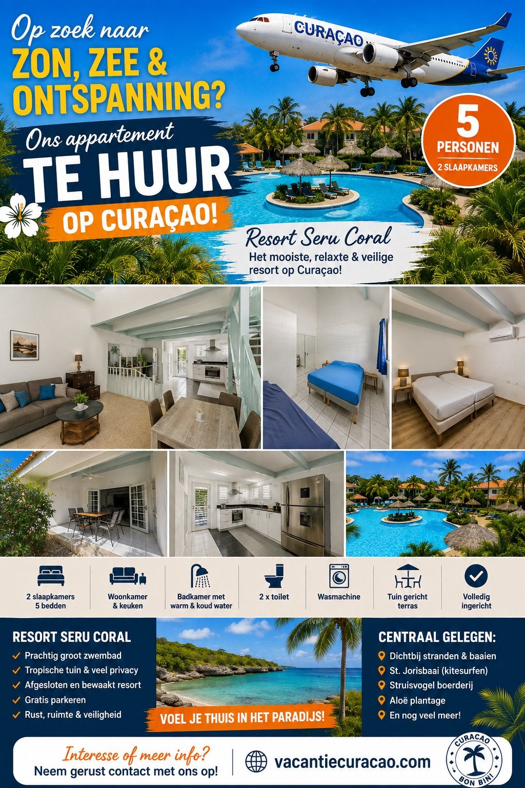 Curaçao, Vakantie, 5 personen, 2 slaapkamers, Curaçao, Recreatiepark
