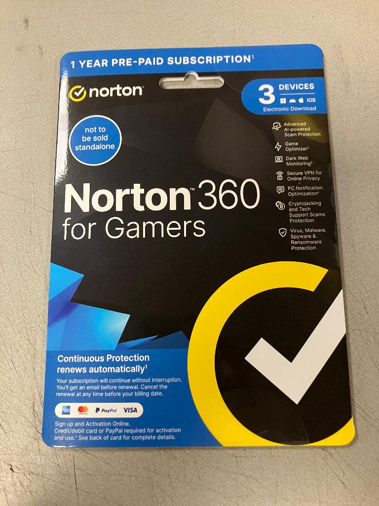 Norton 360 for Gamers 1 jaar 3 apparaten, Computers en Software, Antivirus- en Beveiligingssoftware, Ophalen of Verzenden, Nieuw