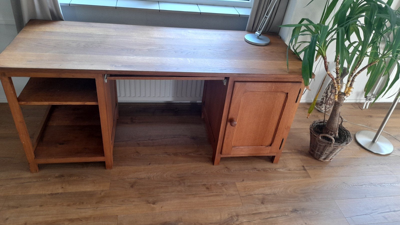Eiken computerbureau, Huis en Inrichting, Ophalen, Hout, Bruin, 70 cm