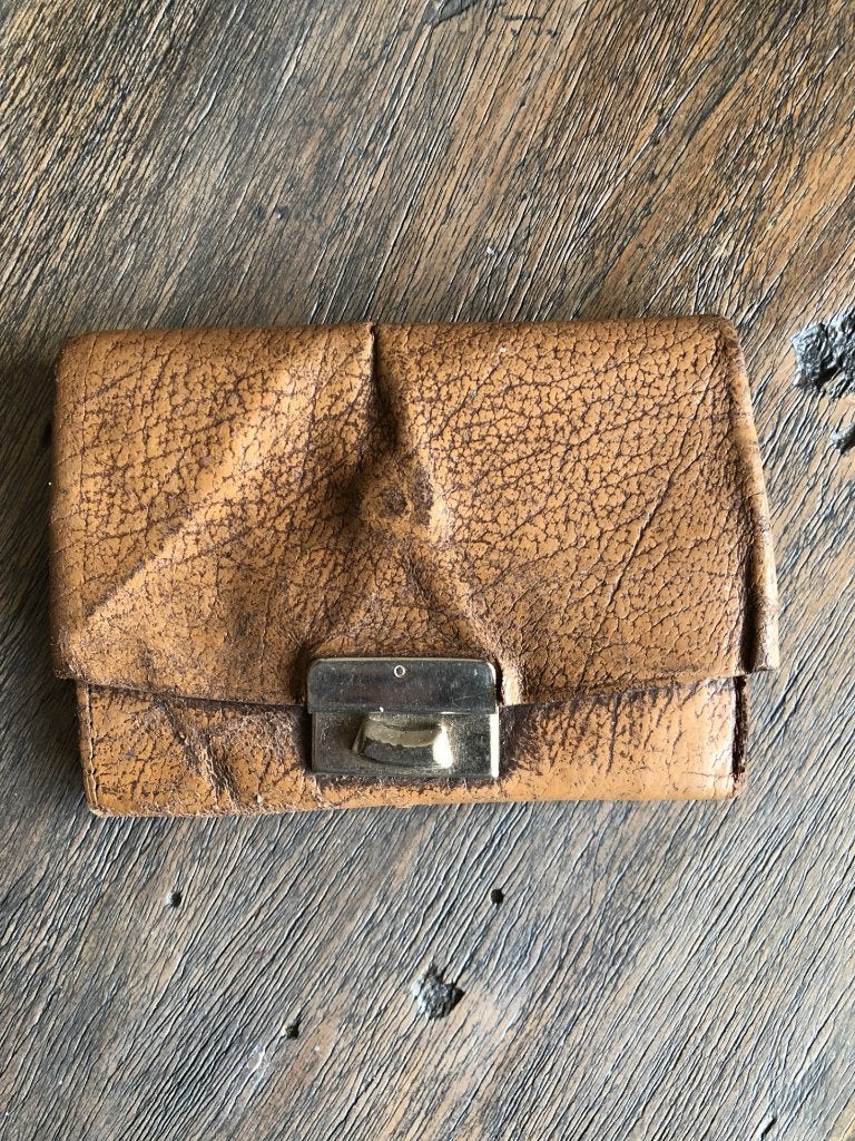 Oude leren portemonnee 11x7.5 Cm, Ophalen of Verzenden, Heren