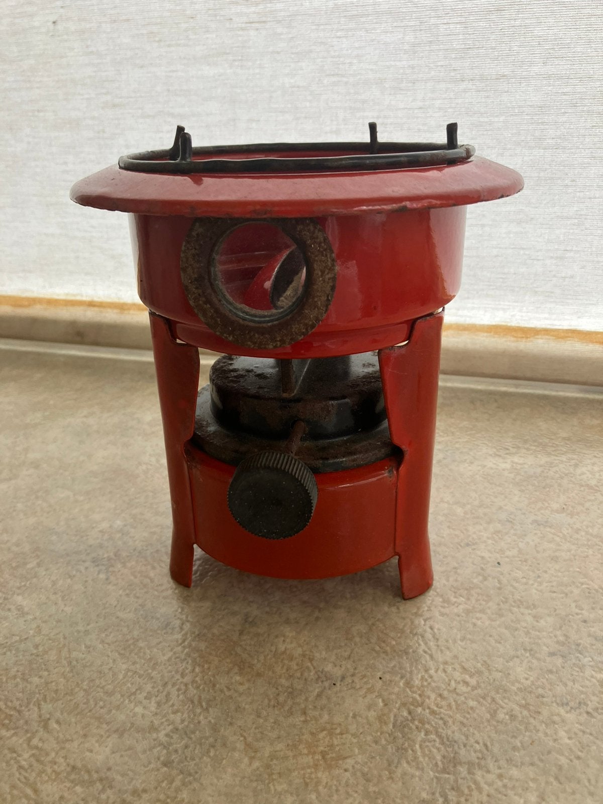 Vintage Rood Emaille Petroleumstel 1-Pits Oliestel, Ophalen of Verzenden