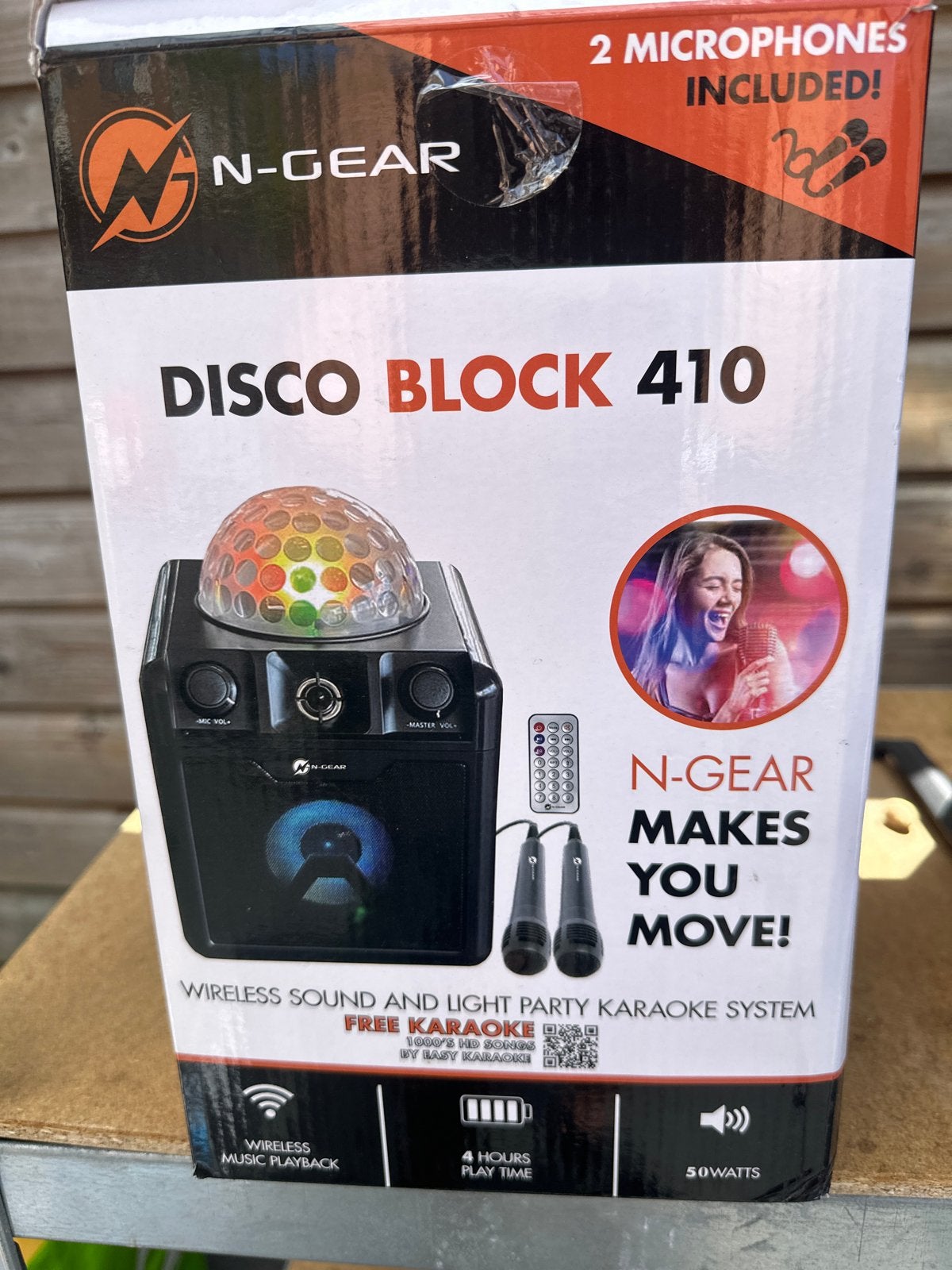 N-GEAR Disco Block 410 Karaokeset met 2 Microfoons, Ophalen of Verzenden, Zo goed als nieuw, Complete set